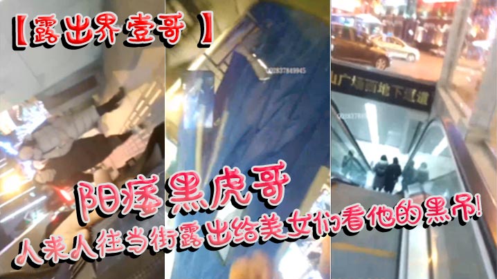 【露出界壹哥】阳痿黑虎哥，人来人往当街露出给美女们看他的黑吊！美女们个个凝视，笑而不语}