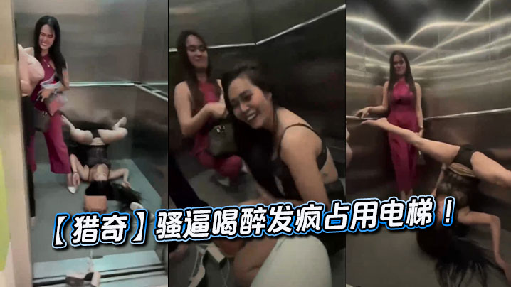 【猎奇】骚逼喝醉发疯占用电梯 ！}